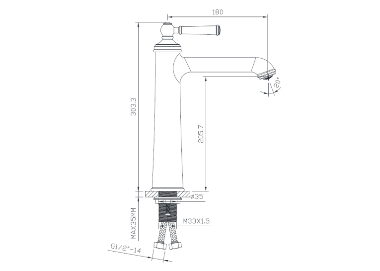 Смеситель для раковины IMPRESE HYDRANT, высокий, ZMK031806011