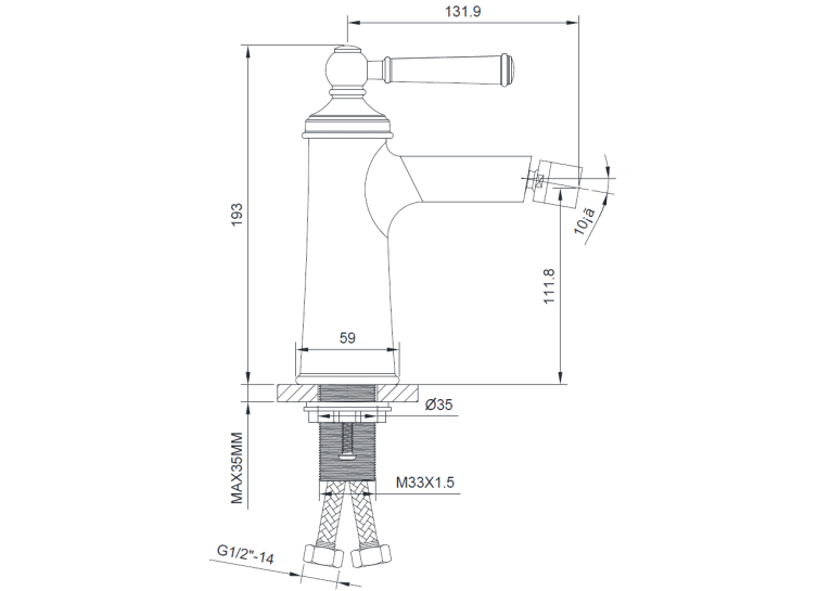  Змішувач для біде IMPRESE HYDRANT, сатин, ZMK031806070