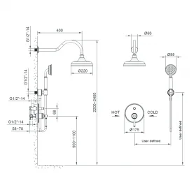 Комплект скрытого монтажа для душа IMPRESE HYDRANT, ZMK031806110