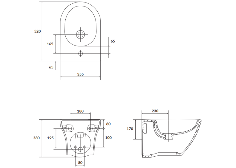 Биде Cersanit LARGA, подвесное, овальное EW, скрытые отверстия K120-006