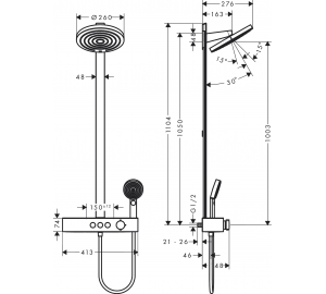 Душевая система Hansgrohe Pulsify Showerpipe 260 2jet 400 Matt White (24240700)