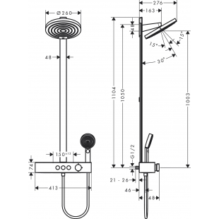Душова система Hansgrohe Pulsify Showerpipe 260 2jet 400 Matt White (24240700)