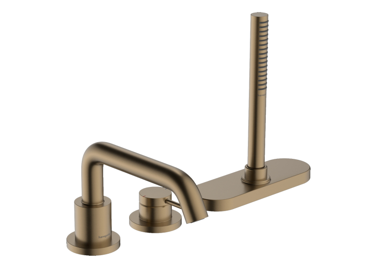 Змішувач Hansgrohe Tecturis S врізний на край ванни на 3 отвори з sBox, Brushed Bronze (73447140)