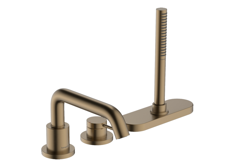 Змішувач Hansgrohe Tecturis S врізний на край ванни на 3 отвори з sBox, Brushed Bronze (73447140)
