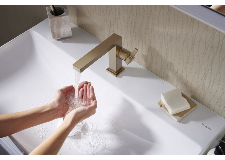 Змішувач Hansgrohe Tecturis E 110 Fine CoolStart для умивальника без донного клапана, Brushed Bronze (73021140)