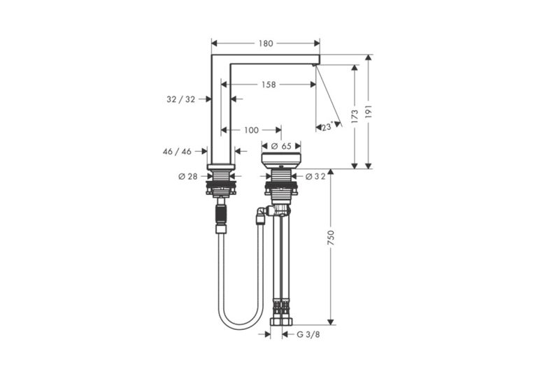 Змішувач Hansgrohe Tecturis E 150 CoolStart на 2 отвори для умивальника, Brushed Bronze (73053140)