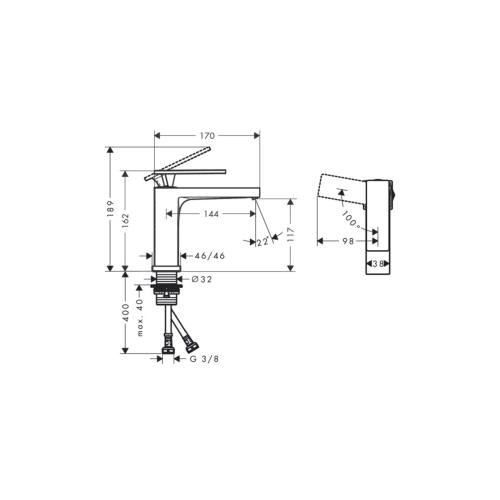 Змішувач Hansgrohe Tecturis E 110 CoolStart для умивальника без донного клапана, Brushed Bronze (73012140) (Пошкоджене пакування)