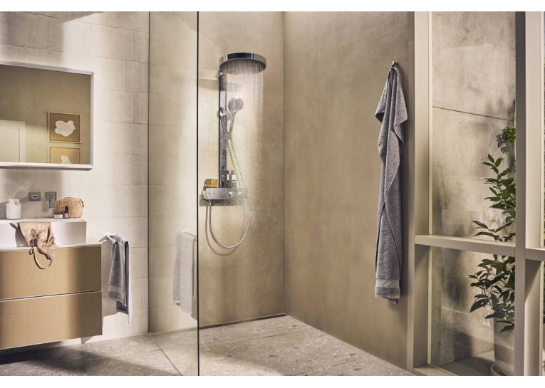 Душова система Hansgrohe Rainfinity Showerpipe 250 1jet EcoSmart з термостатом ShowerTablet 350, Chrome 28742000