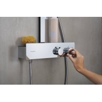 Душова система Hansgrohe Rainfinity Showerpipe 250 1jet EcoSmart з термостатом ShowerTablet 350, Chrome 28742000