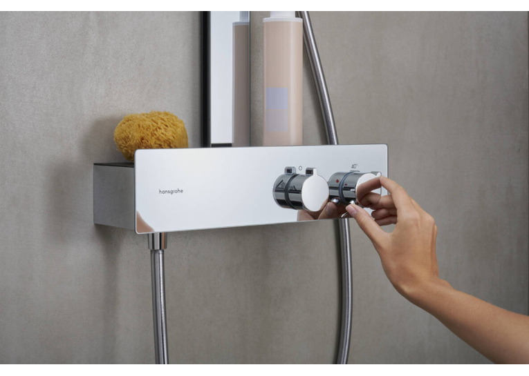 Душова система Hansgrohe Rainfinity Showerpipe 250 1jet EcoSmart з термостатом ShowerTablet 350, Chrome 28742000