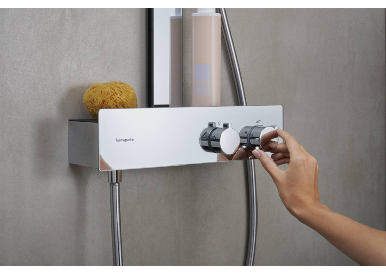 Душевая система Hansgrohe Rainfinity Showerpipe 250 1jet EcoSmart с термостатом ShowerTablet 350, Chrome 28742000