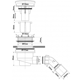 Сифон для поддона McALPINE HC27-CPN-PB 90 мм хромированный
