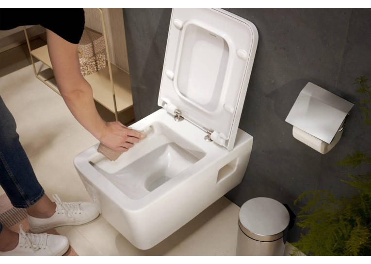 Унитаз подвесной HANSGROHE EluPura Q 60194450 Rimless с сиденьем Soft Close 60150450 дюропласт