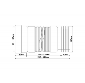 Гофра для унитаза McALPINE  230-400мм, WC-F23R-PL