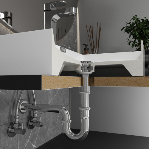 Сифон для умивальника Koller Pool трубний латунь d32, хром 1049670348 (KP-7001)