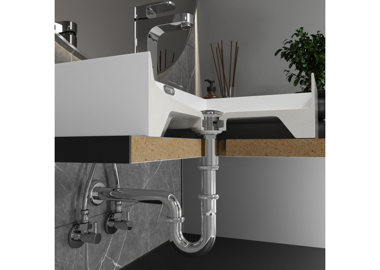 Сифон для умивальника Koller Pool трубний латунь d32, хром 1049670348 (KP-7001)