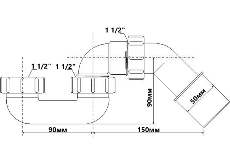 Сифон для піддона McALPINE без зливу 11/2х40/50 мм HC250F