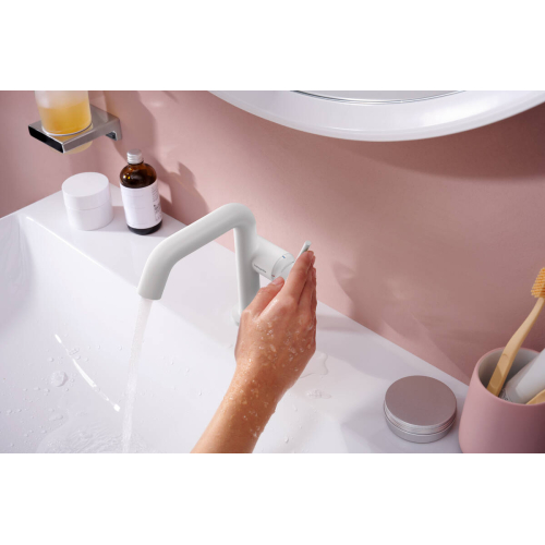 Смеситель Hansgrohe Tecturis S 110 Fine CoolStart для умывальника без донного клапана, Matt White (73321700)