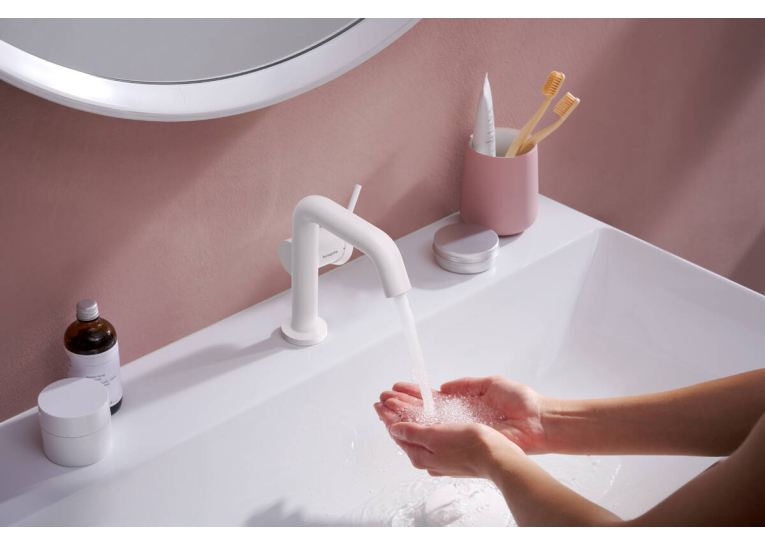 Смеситель Hansgrohe Tecturis S 110 Fine CoolStart для умывальника без донного клапана, Matt White (73321700)