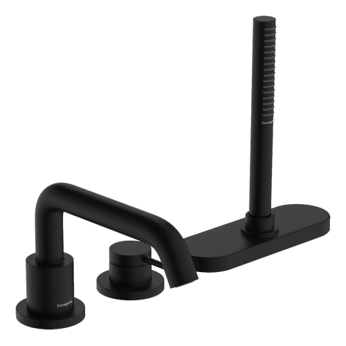 Змішувач Hansgrohe Tecturis S врізний на край ванни на 3 отвори з sBox, Matt Black (73447670)