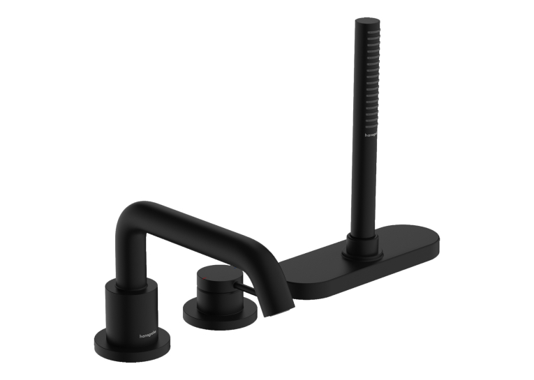 Змішувач Hansgrohe Tecturis S врізний на край ванни на 3 отвори з sBox, Matt Black (73447670)