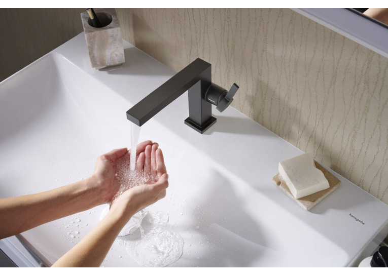 Змішувач Hansgrohe Tecturis E 110 Fine CoolStart для умивальника без донного клапана, Matt Black (73021670) (Пошкоджене пакування)