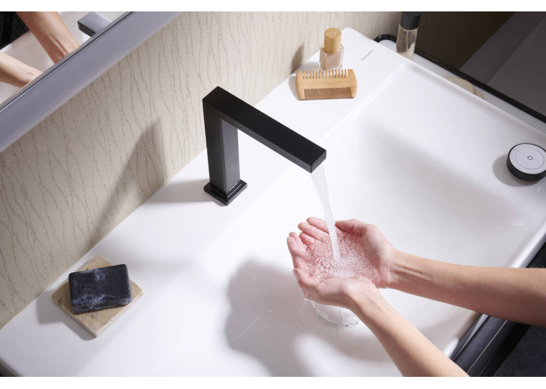 Змішувач Hansgrohe Tecturis E 150 CoolStart на 2 отвори для умивальника, Matt Black (73053670)