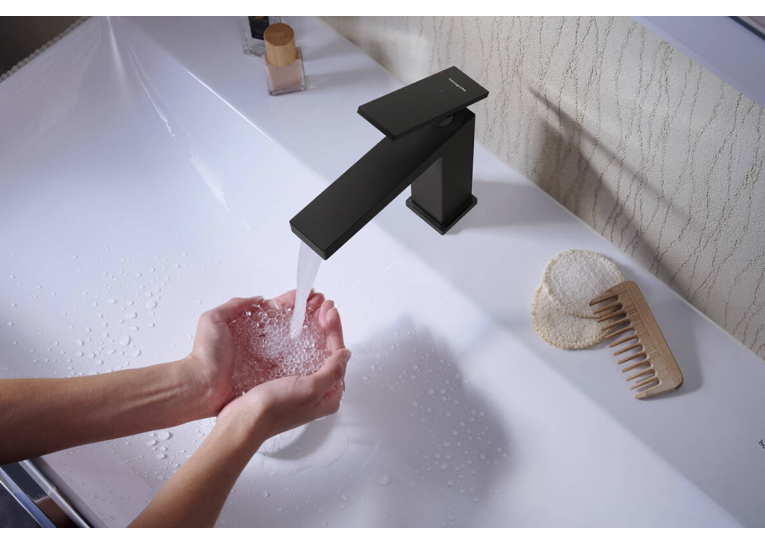 Змішувач Hansgrohe Tecturis E 110 CoolStart для умивальника без донного клапана, Matt Black (73012670)