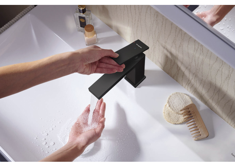 Змішувач Hansgrohe Tecturis E 110 CoolStart для умивальника без донного клапана, Matt Black (73012670)