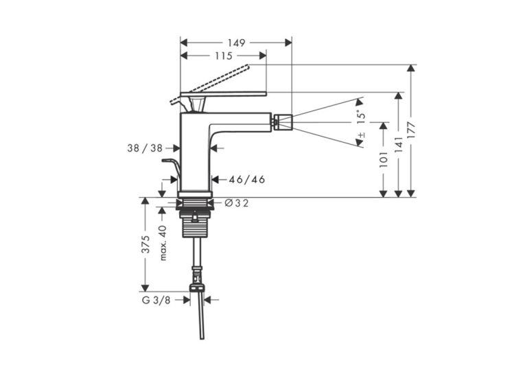 Змішувач Hansgrohe Tecturis E для біде, Matt Black (73200670)