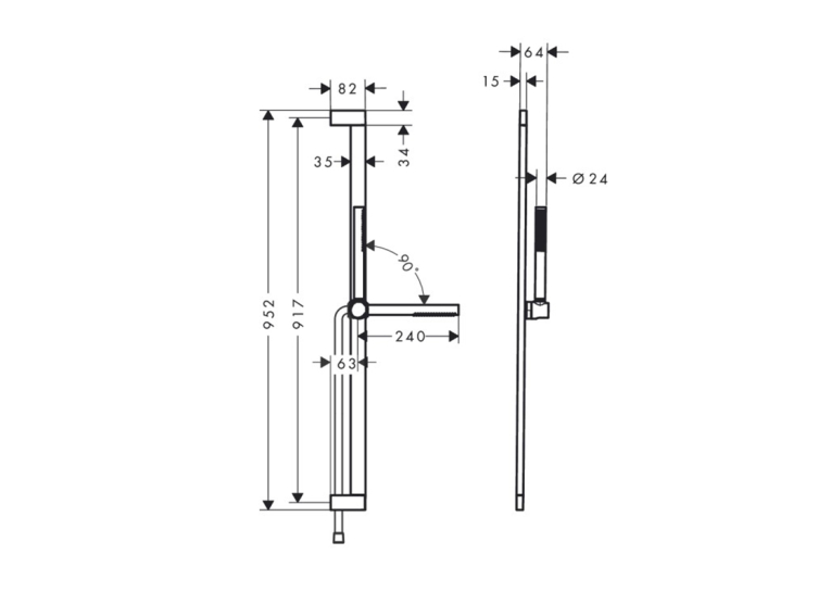 Душовий набір Hansgrohe Pulsify S 100 1jet EcoSmart 90 см, Matt Black (24382670)