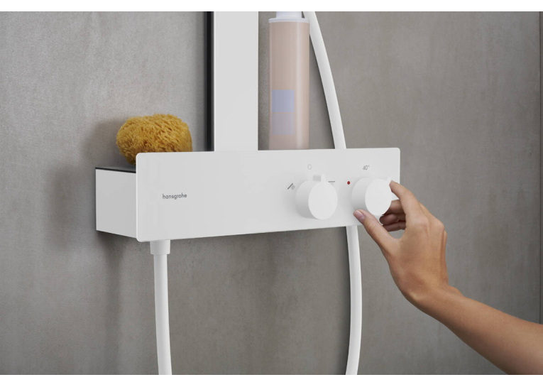 Душова система Hansgrohe Rainfinity Showerpipe 250 1jet EcoSmart з термостатом ShowerTablet 350, Matt White 28742700