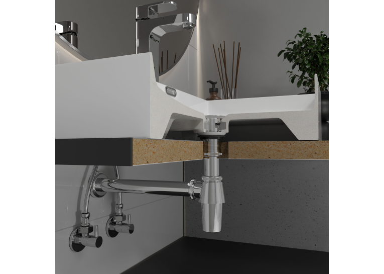 Сифон для умивальника пляшковий Koller Pool, латунь d32, хром 1049520351 (KP-7004)