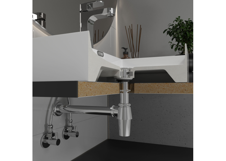 Сифон для умивальника пляшковий Koller Pool, латунь d32, хром 1049520351 (KP-7004)