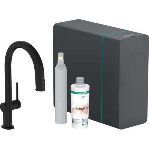 Змішувач кухонний Hansgrohe Aqittura M91 SodaSystem 210 1jet pull-out Sbox кухонний сет (76806670) Matt Black