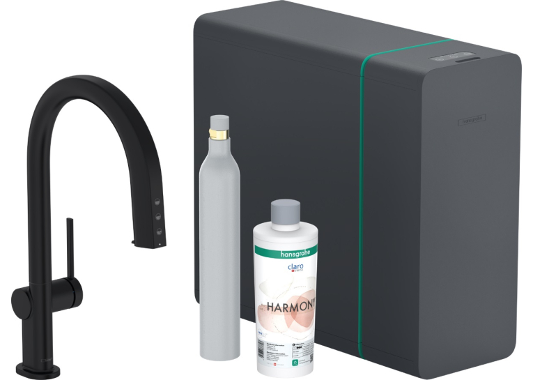 Змішувач кухонний Hansgrohe Aqittura M91 SodaSystem 210 1jet pull-out Sbox кухонний сет (76806670) Matt Black