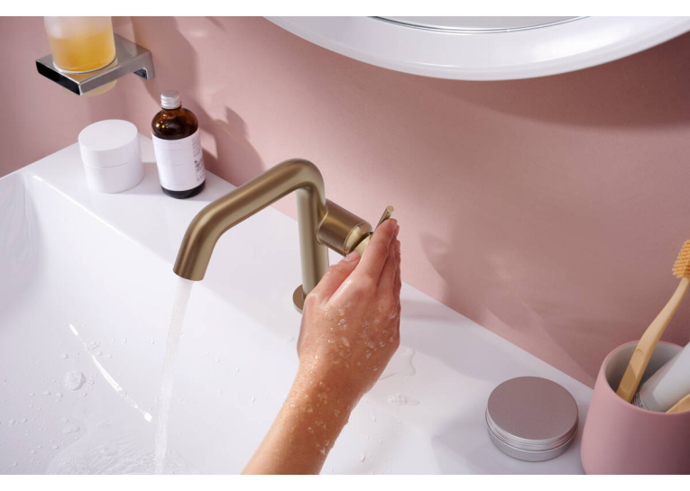 Змішувач Hansgrohe Tecturis S 110 Fine CoolStart для умивальника з донним клапаном pop-up, Brushed Bronze (73323140) (Пошкоджене пакування)