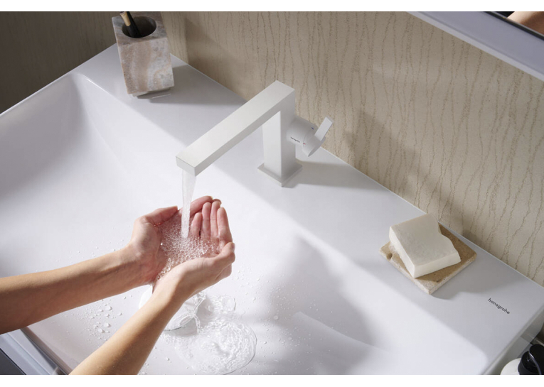 Змішувач Hansgrohe Tecturis E 110 Fine CoolStart для умивальника без донного клапана, Matt White (73021700)
