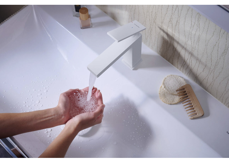 Змішувач Hansgrohe Tecturis E 110 CoolStart для умивальника без донного клапана, Matt White (73012700)