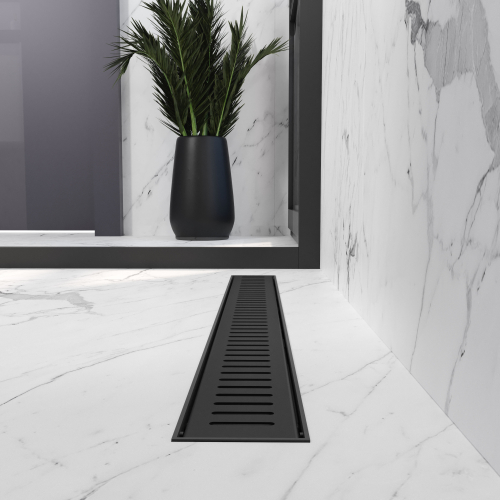 Трап лінійний AQUA 70cм та решіткою Line mattblack