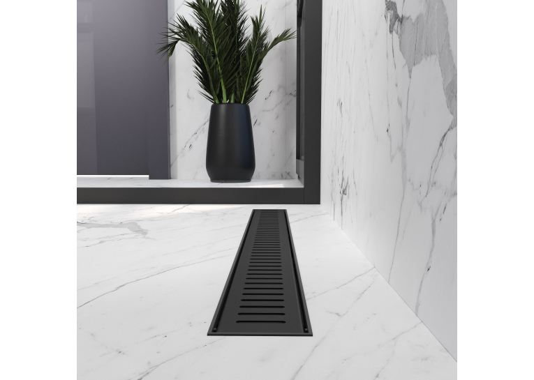 Трап лінійний AQUA 70cм та решіткою Line mattblack