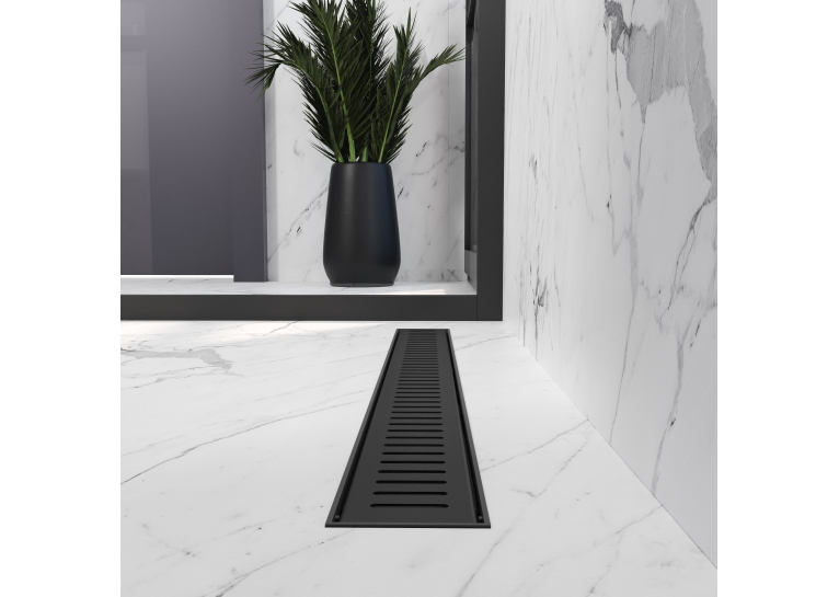 Трап лінійний AQUA 70cм та решіткою Line mattblack