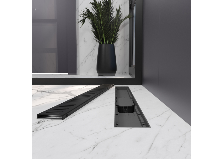 Трап лінійний AQUA 70cм та решіткою Line mattblack