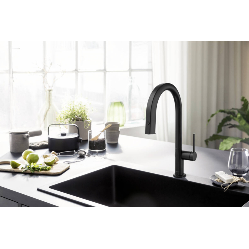 Смеситель кухонный Hansgrohe Aqittura M91 FilterSystem 210 1jet pull-out Sbox кухонный сет з Harmony Matt Black 76800670