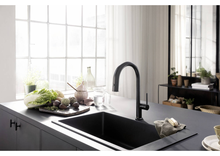 Змішувач кухонний Hansgrohe Aqittura M91 FilterSystem 210 1jet pull-out Sbox кухонний сет з Harmony (76800670) Matt Black