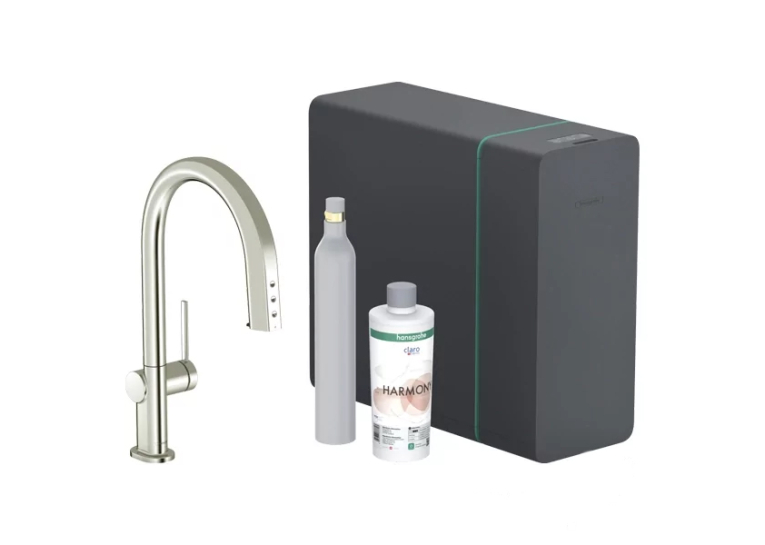Змішувач кухонний Hansgrohe Aqittura M91 SodaSystem 210 1jet pull-out Sbox кухонний сет (76806800) Stainless Steel