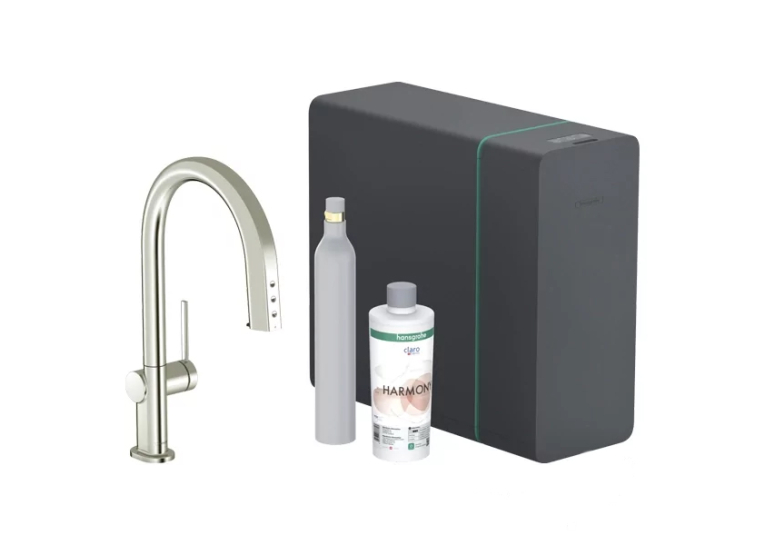 Змішувач кухонний Hansgrohe Aqittura M91 SodaSystem 210 1jet pull-out Sbox кухонний сет (76806800) Stainless Steel