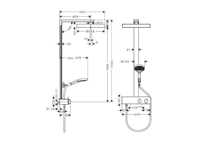 Душова система Hansgrohe Rainfinity Showerpipe 360 1jet з термостатом ShowerTablet 350, Matt White 26853700