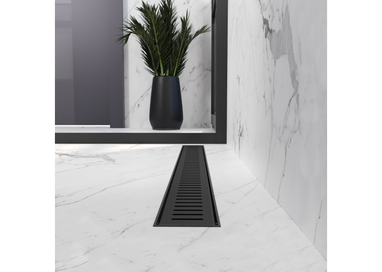 Трап лінійний AQUA 80cм та решіткою Line mattblack
