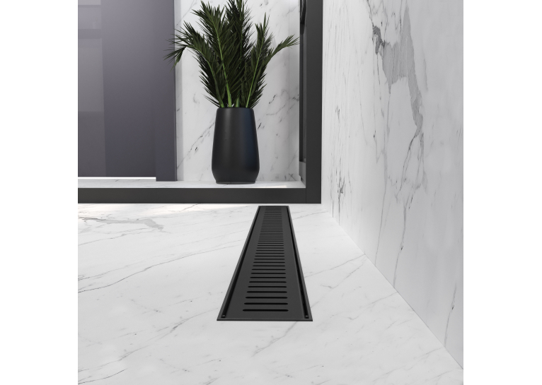 Трап лінійний AQUA 80cм та решіткою Line mattblack